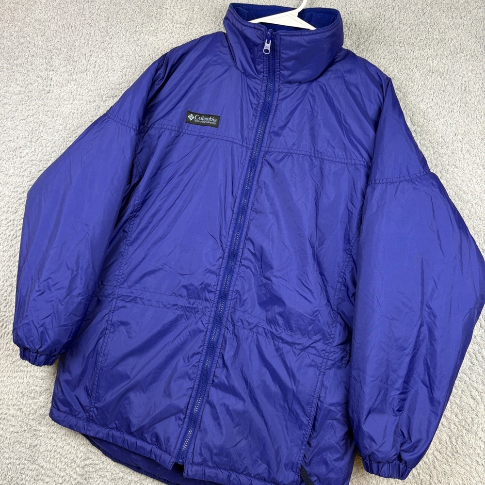 Vintage Columbia Puffer Jacket Womens Medium Blue Full Zip Insulated Parka